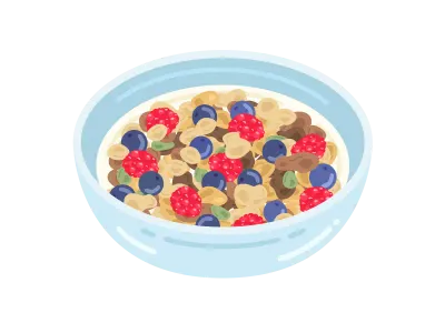 フルーツを混ぜたグラノーラのイラスト
