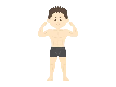 マッスルポーズを取る男性のイラスト