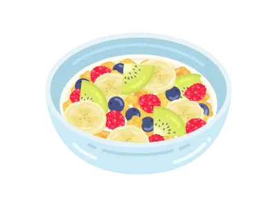 フルーツを混ぜたコーンフレークのイラスト