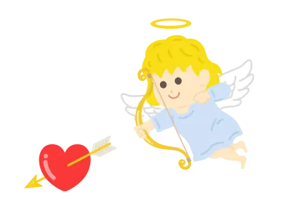 ハートを射抜くキューピットのイラスト