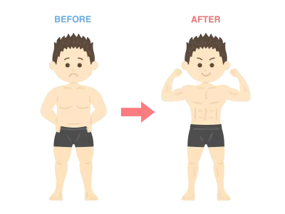 ダイエットした男性のビフォーアフターのイラスト