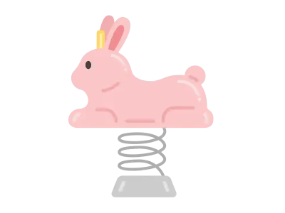 公園にあるウサギのスプリング遊具のイラスト