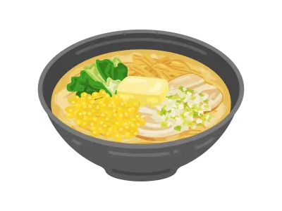 バターをのせた味噌ラーメンのイラスト