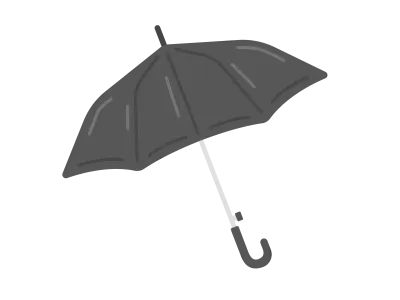 開いた黒色の傘のイラスト