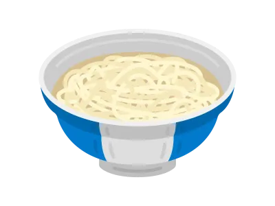 温かいかけうどんのイラスト