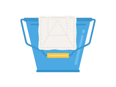 バケツにかけている雑巾のイラスト