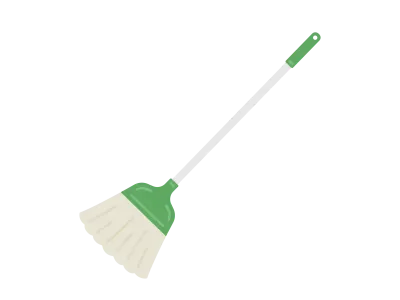 緑色の箒のイラスト