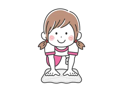 雑巾がけをする女の子のイラスト