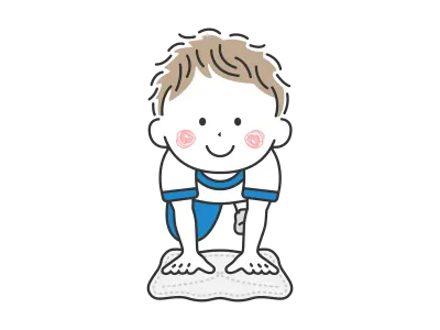 雑巾がけをする男の子のイラスト
