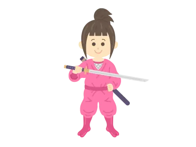 刀を持ったくノ一の女忍者のイラスト