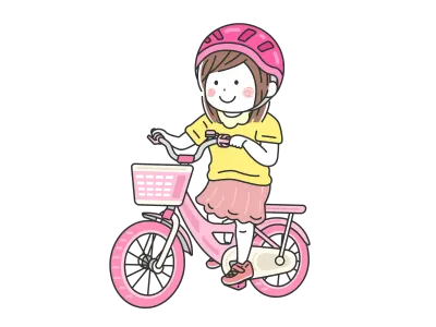 キッズ用自転車に乗った女の子のイラスト