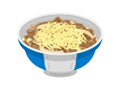 チーズをのせた牛丼のイラスト