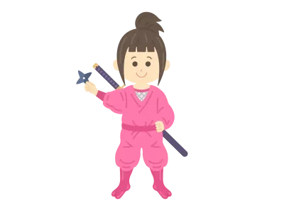 手裏剣を持ったくノ一の女忍者のイラスト