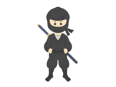 刀を背負った忍者のイラスト