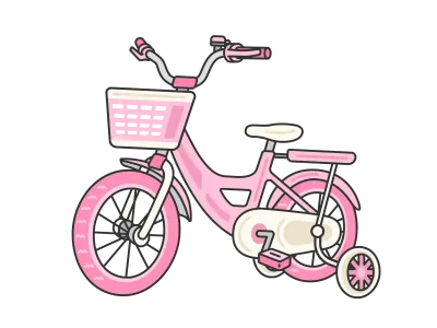 補助輪付きの自転車のイラスト