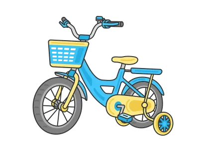 補助輪付きの自転車のイラスト