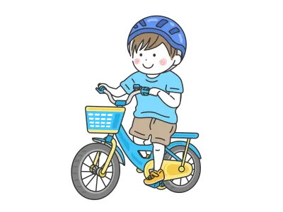 キッズ用自転車に乗った男の子のイラスト
