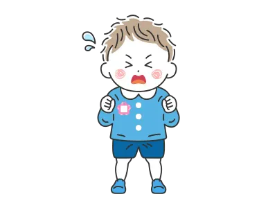駄々をこねる幼稚園児の男の子のイラスト
