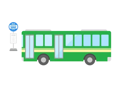 バス停に停車する路線バスのイラスト