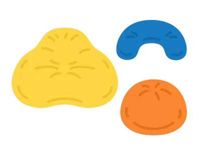 いろんな形のビーズクッションのイラスト