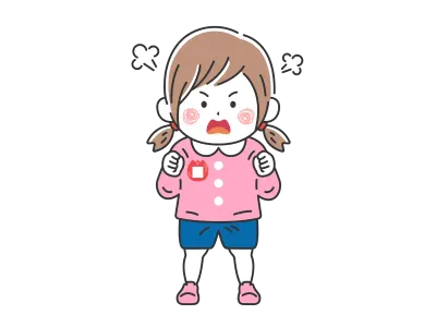 怒っている幼稚園児の女の子のイラスト