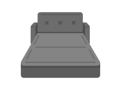 黒色のソファベッドのイラスト