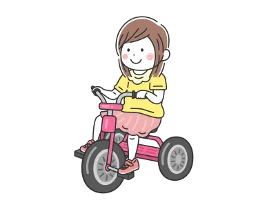 三輪車に乗る女の子のイラスト