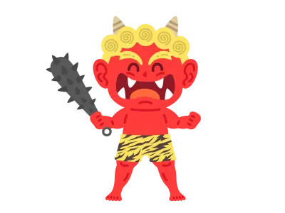 笑顔の赤鬼のキャラクターのイラスト