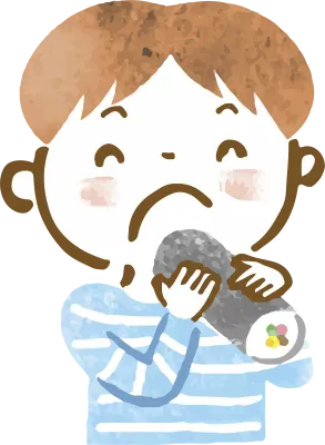 恵方巻きを食べる男の子の上半身イラスト