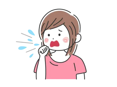 咳をする私服女性のイラスト