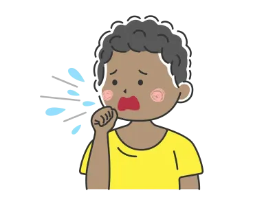 咳をする私服の黒人男性のイラスト