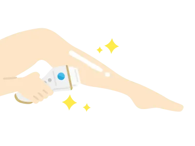 脱毛器で足を脱毛する人のイラスト