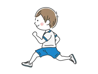 体操服を着て走っている男の子のイラスト