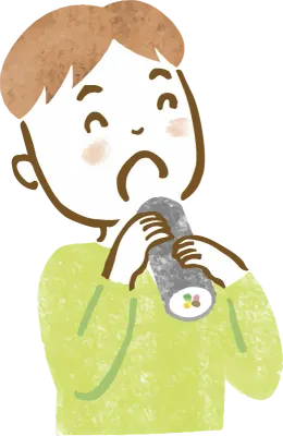 恵方巻きを食べている男性の上半身イラスト