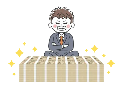 裏金をもらう若い男性のイラスト