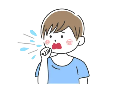 咳をする私服の黒人女性のイラスト