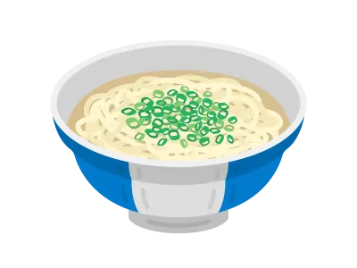 温かいかけうどんのイラスト
