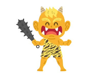 笑顔の黄鬼のキャラクターのイラスト