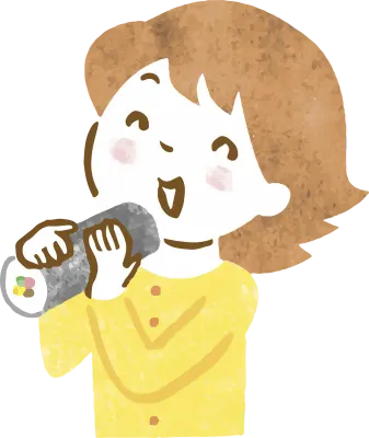 恵方巻きを食べている女性の上半身イラスト