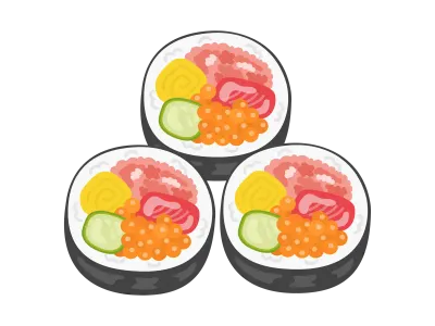 カットした恵方巻きのイラスト