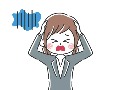 頭を抱えて悩むビジネスウーマンのイラスト