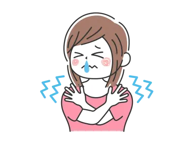 鼻水が出ている女性のイラスト