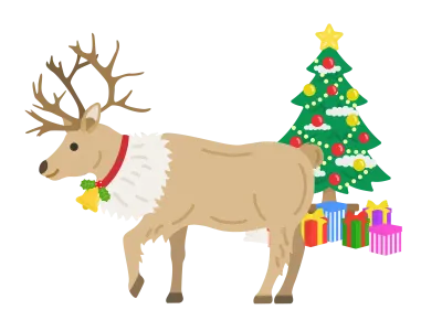 クリスマス仕様のトナカイのイラスト