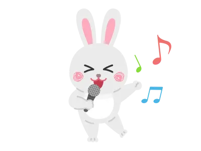 カラオケで歌うウサギのキャラクターのイラスト