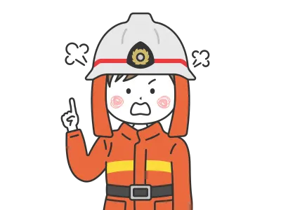 注意する消防隊員の男性のイラスト
