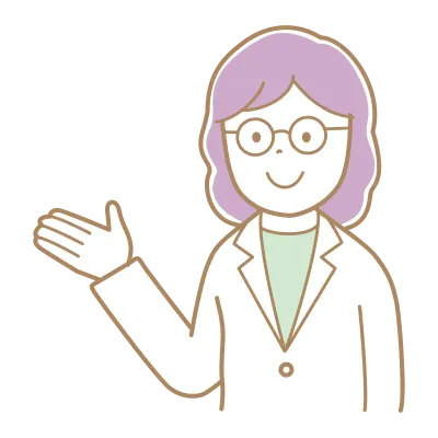 手を差し出す紫髪で白衣の女性のイラスト