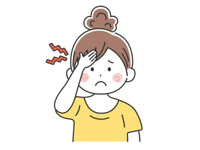 頭痛がする私服の女性のイラスト