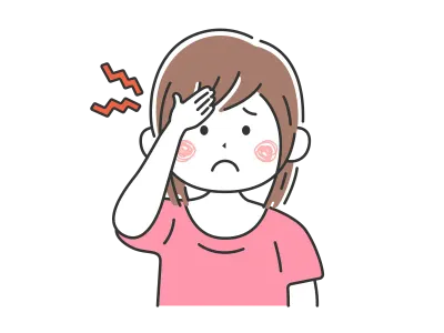 頭痛がする私服の女性のイラスト