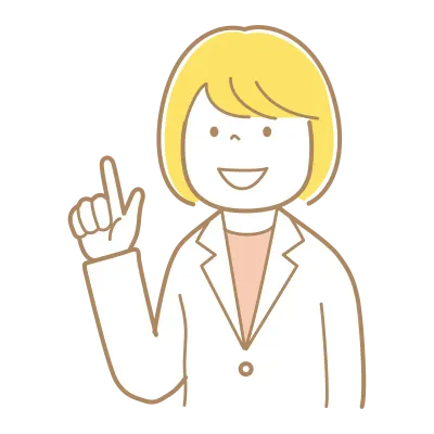 指差す金髪で白衣の女性のイラスト