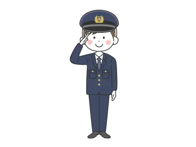 敬礼をする警察官の男性のイラスト